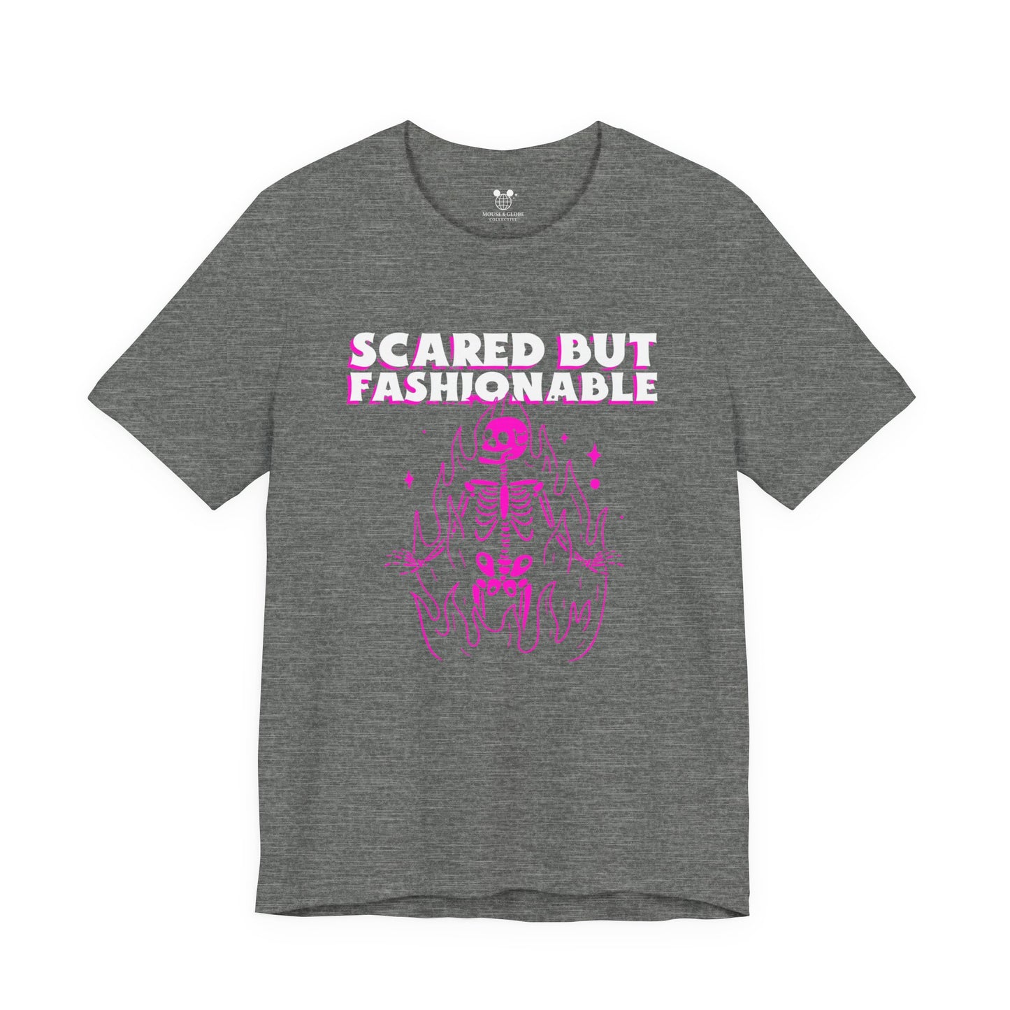 Scared But Fashionable – Hot Pink Skeleton Flames Tee