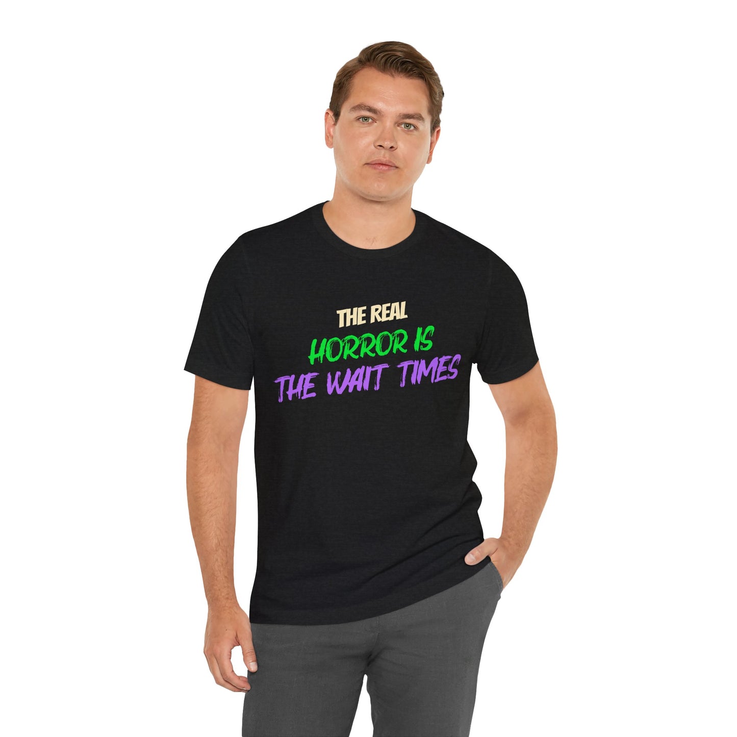 The Real Horror Is the Wait Times – Funny Halloween Theme Park T-Shirt