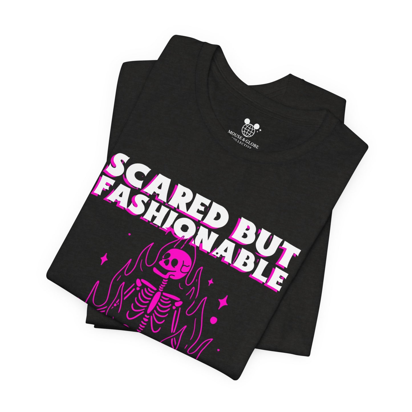 Scared But Fashionable – Hot Pink Skeleton Flames Tee