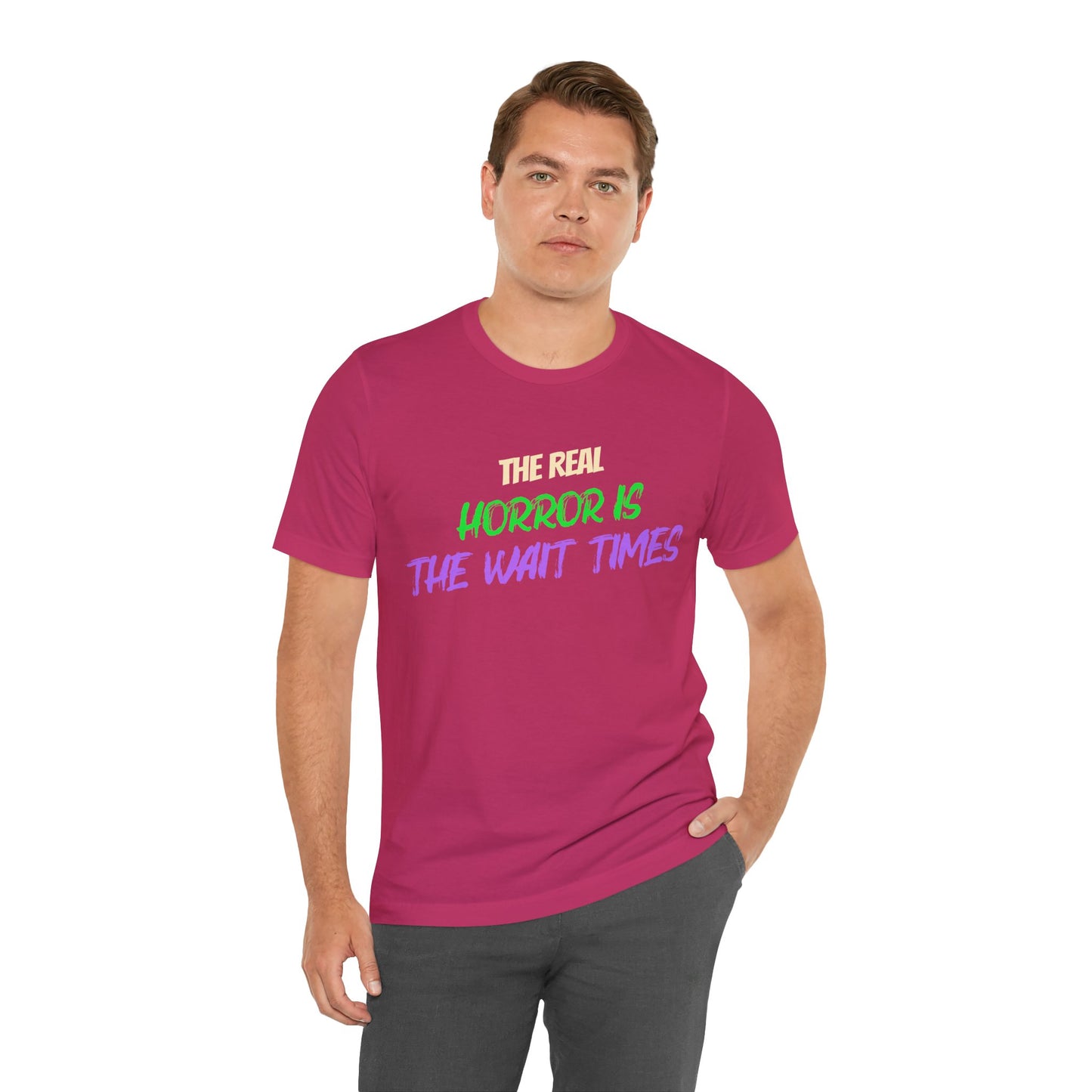 The Real Horror Is the Wait Times – Funny Halloween Theme Park T-Shirt
