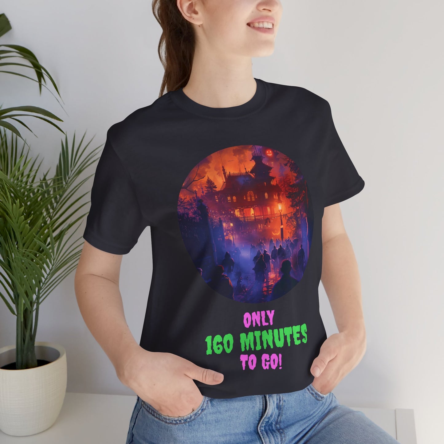 Only 160 Minutes to Go – Neon Countdown Haunted House Tee