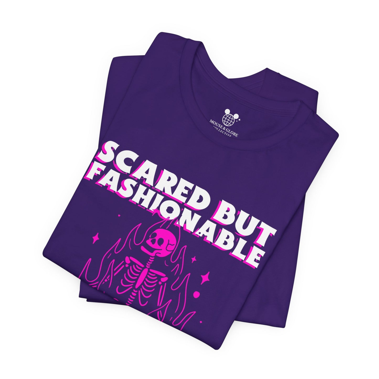 Scared But Fashionable – Hot Pink Skeleton Flames Tee