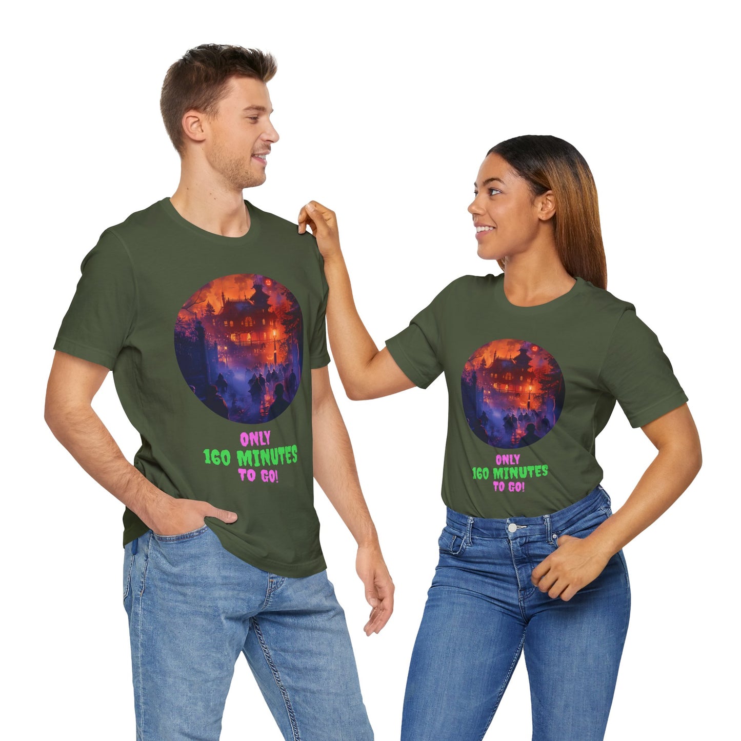 Only 160 Minutes to Go – Neon Countdown Haunted House Tee