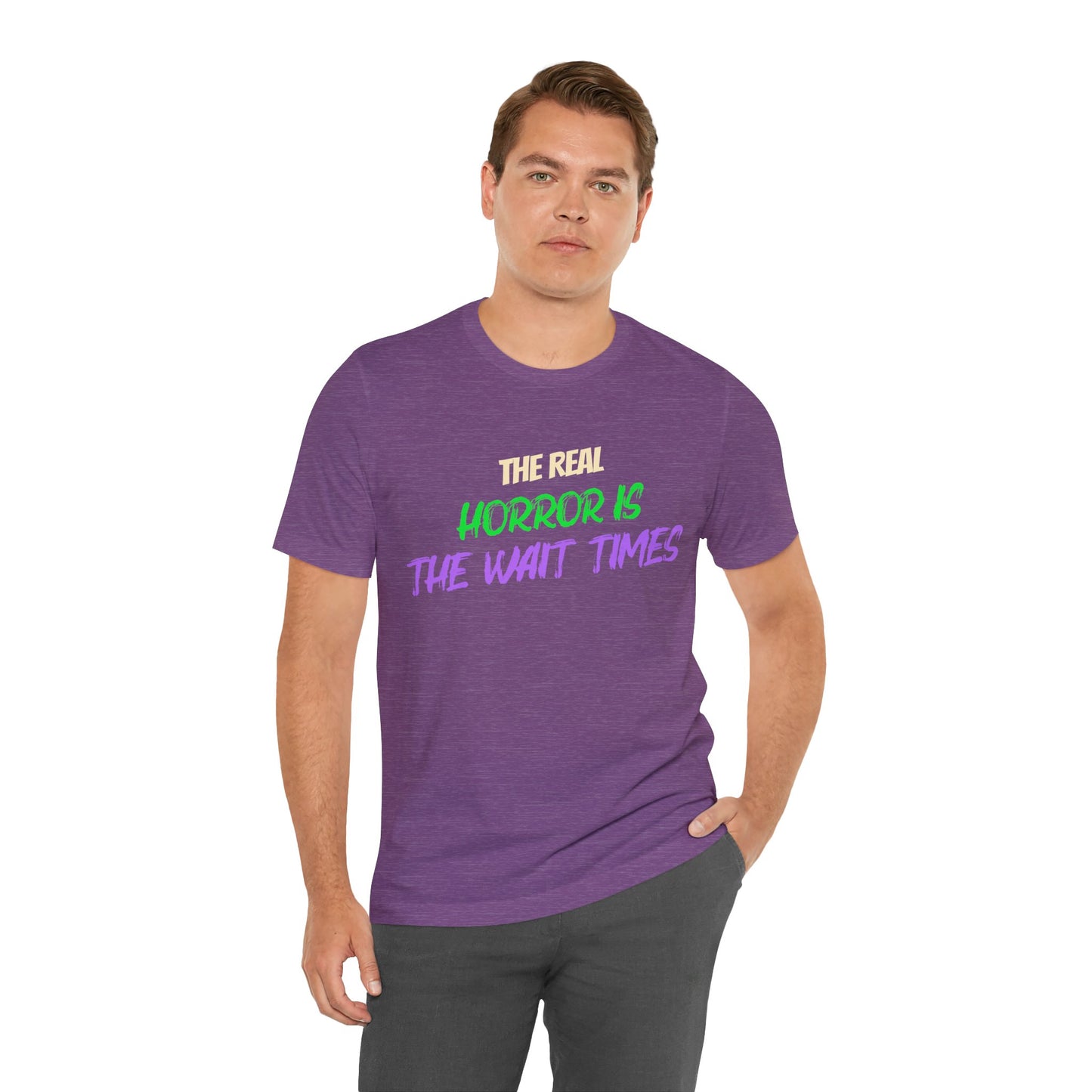 The Real Horror Is the Wait Times – Funny Halloween Theme Park T-Shirt