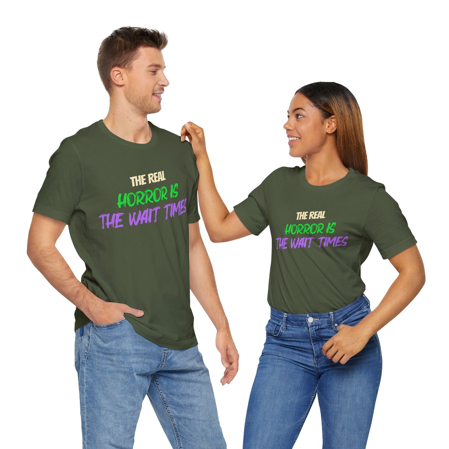 The Real Horror Is the Wait Times – Funny Halloween Theme Park T-Shirt