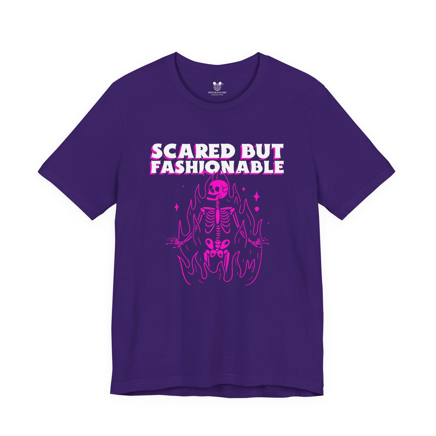 Scared But Fashionable – Hot Pink Skeleton Flames Tee