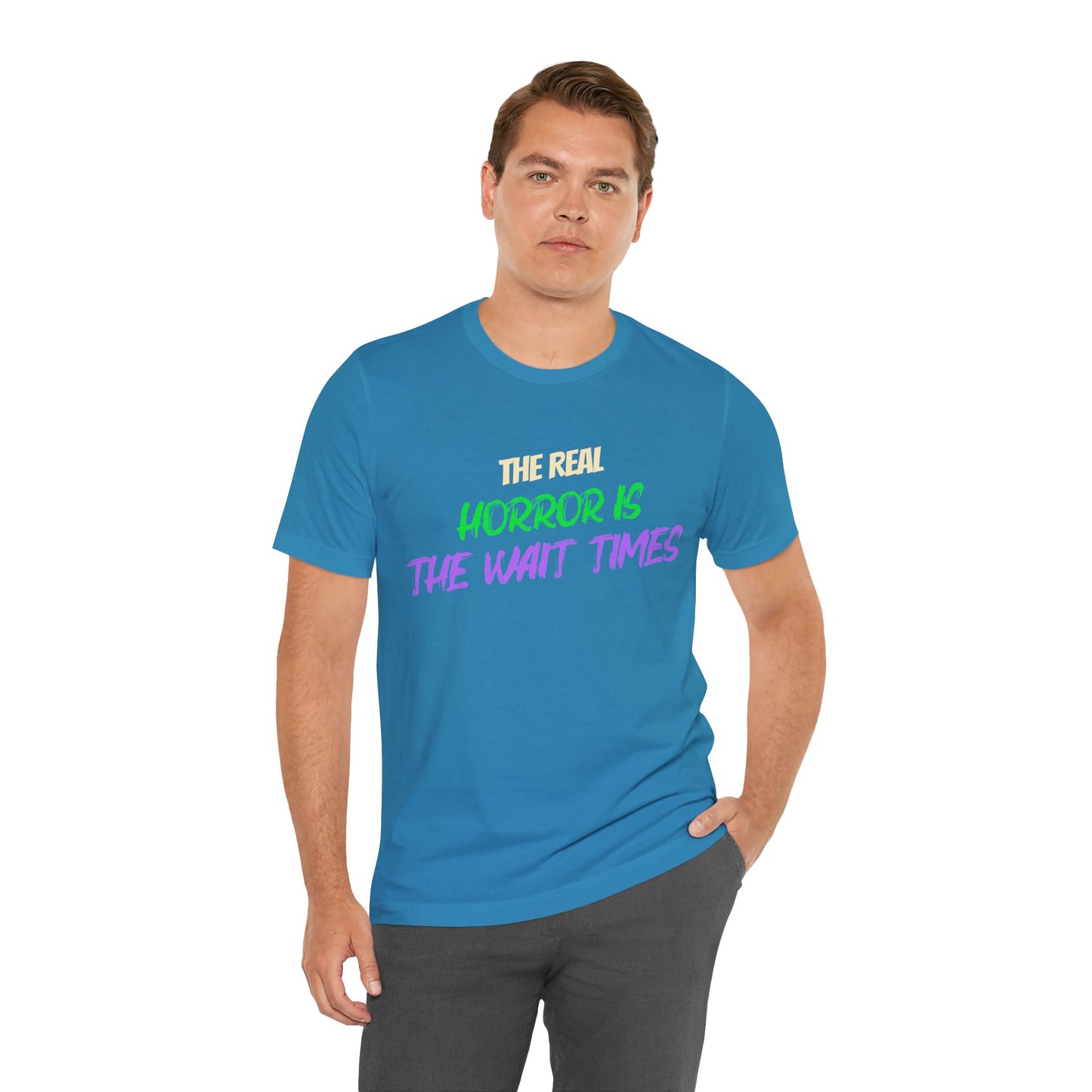 The Real Horror Is the Wait Times – Funny Halloween Theme Park T-Shirt