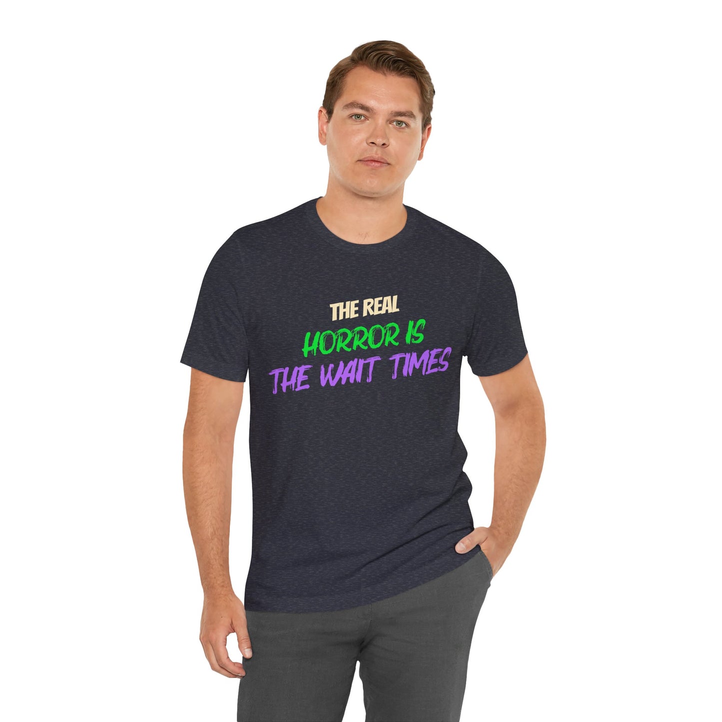 The Real Horror Is the Wait Times – Funny Halloween Theme Park T-Shirt