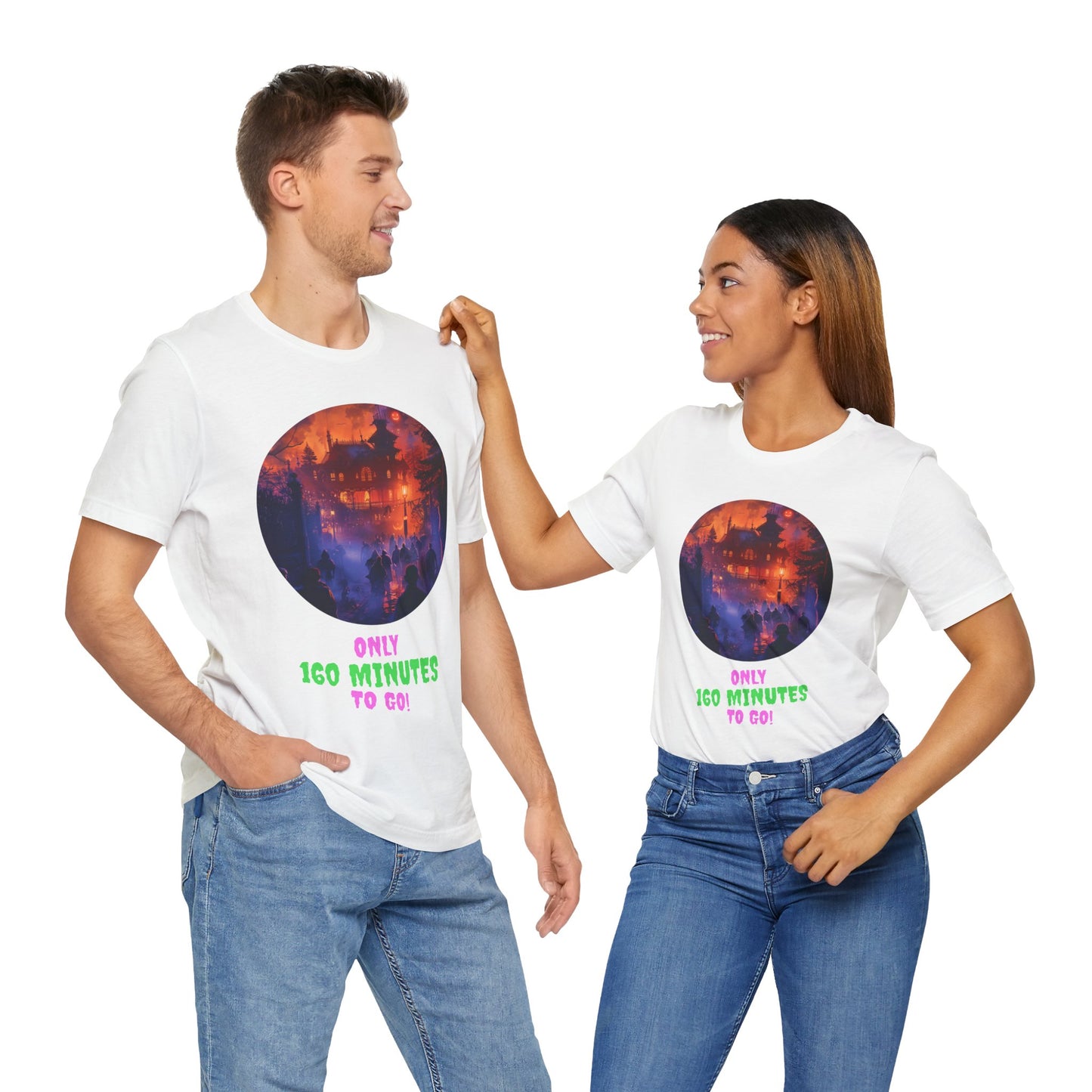 Only 160 Minutes to Go – Neon Countdown Haunted House Tee