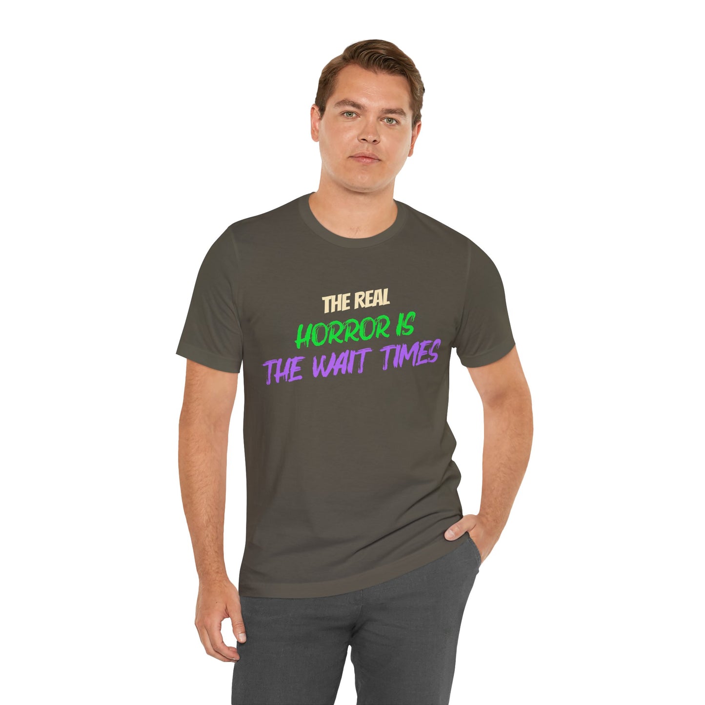 The Real Horror Is the Wait Times – Funny Halloween Theme Park T-Shirt