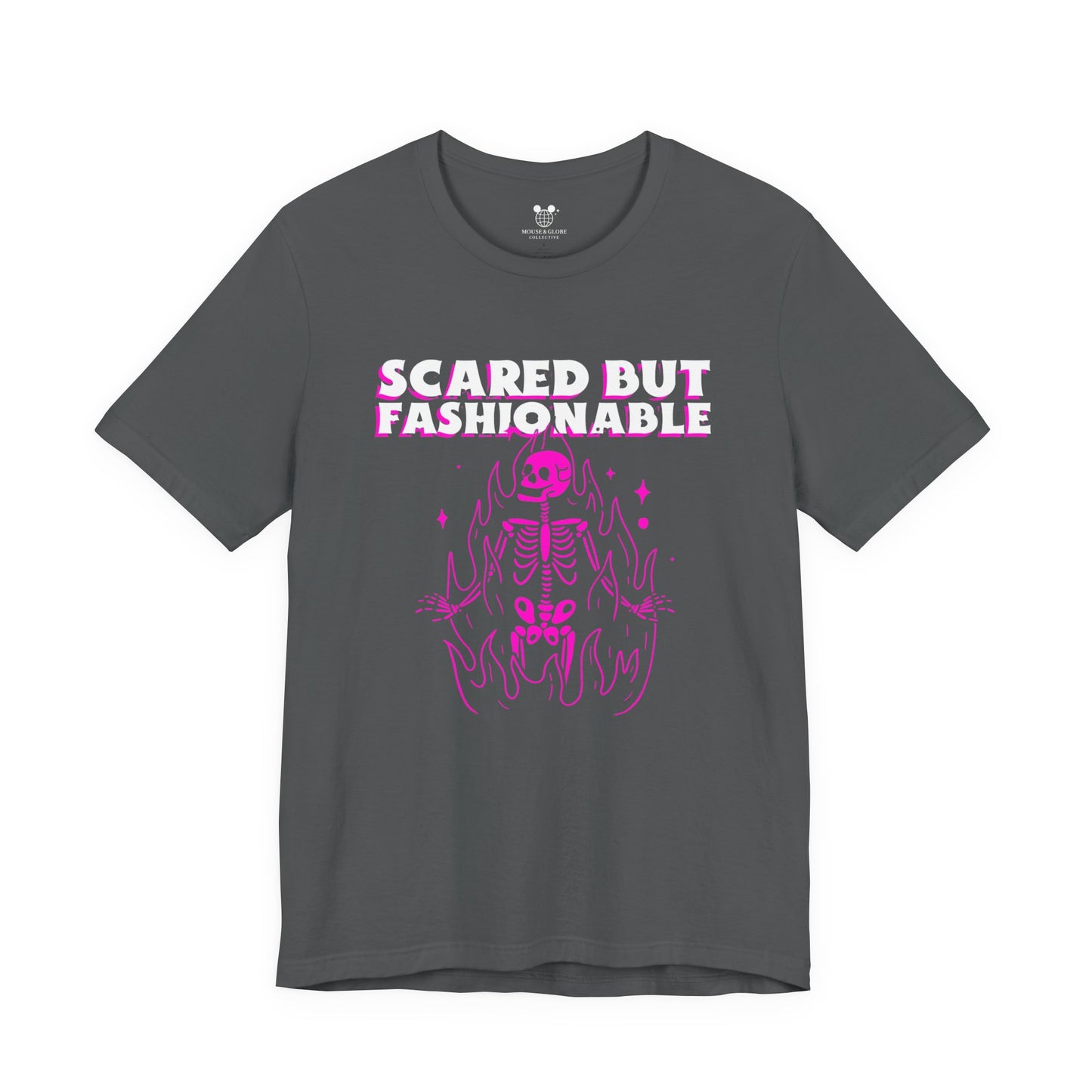 Scared But Fashionable – Hot Pink Skeleton Flames Tee