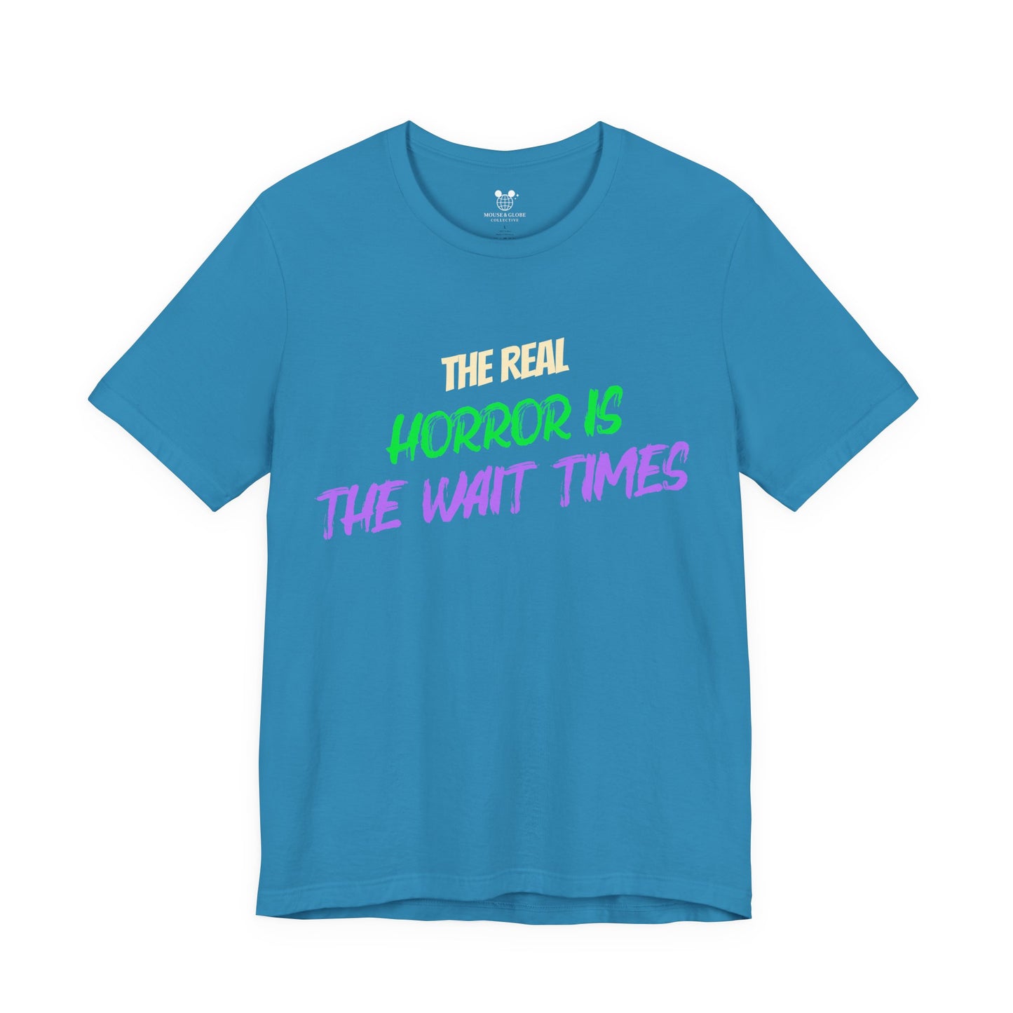 The Real Horror Is the Wait Times – Funny Halloween Theme Park T-Shirt