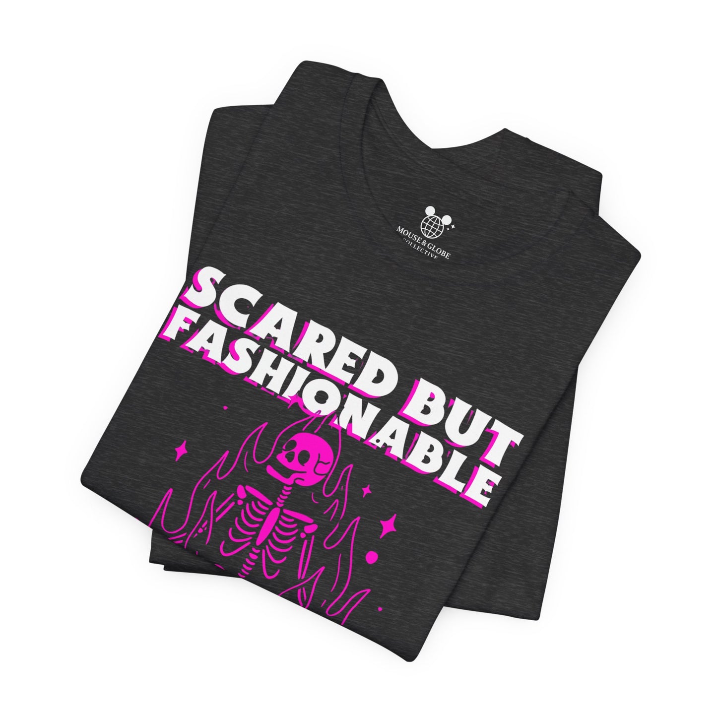 Scared But Fashionable – Hot Pink Skeleton Flames Tee
