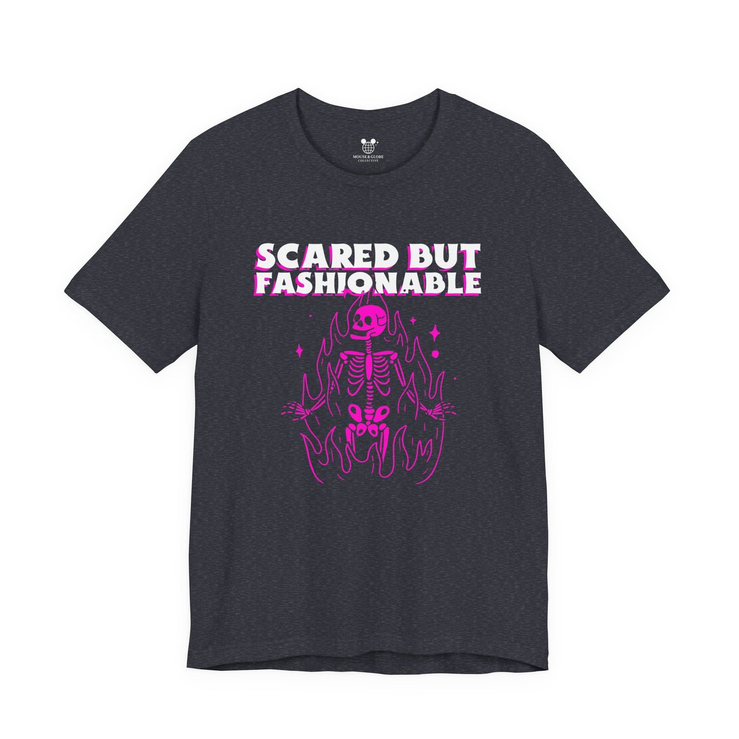Scared But Fashionable – Hot Pink Skeleton Flames Tee