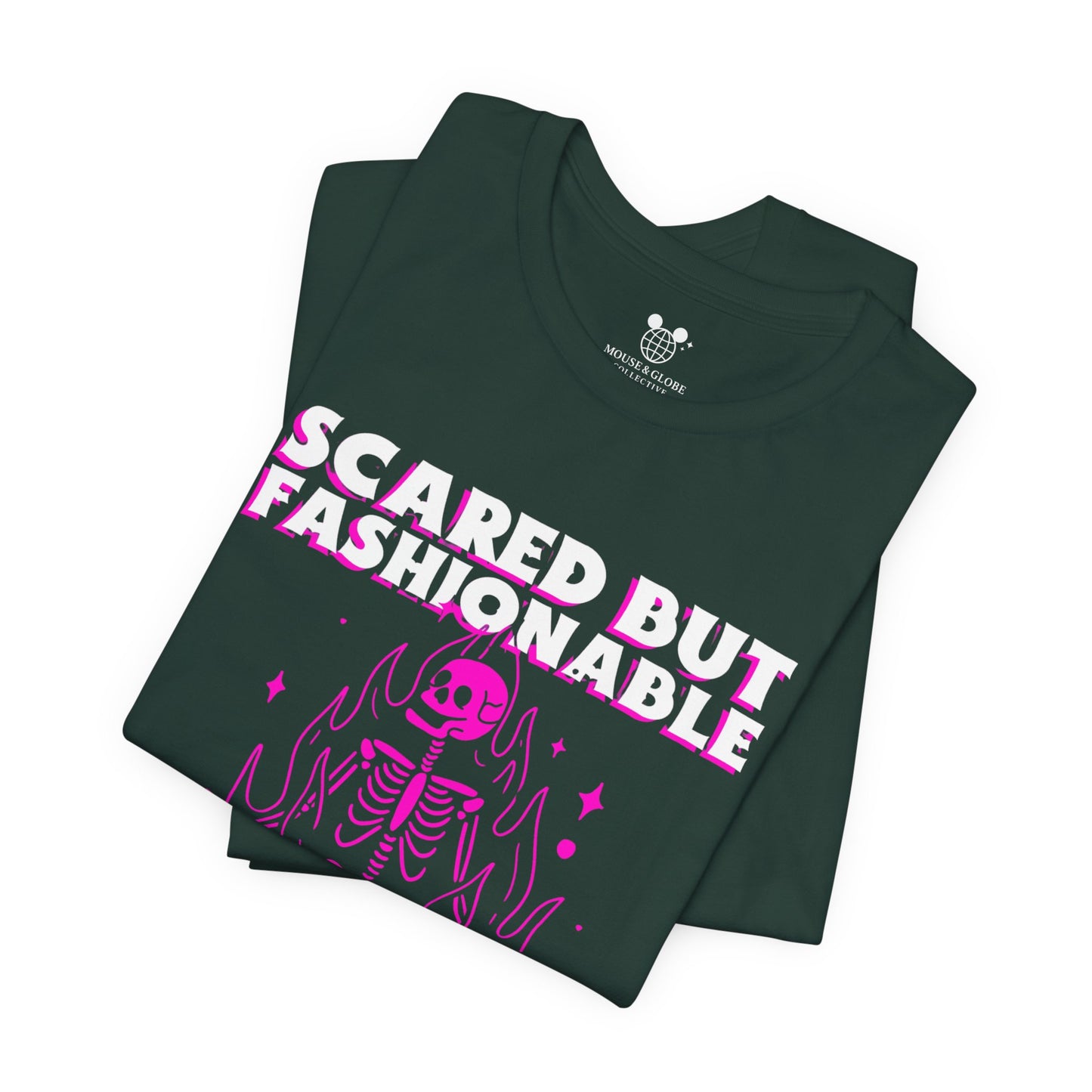 Scared But Fashionable – Hot Pink Skeleton Flames Tee
