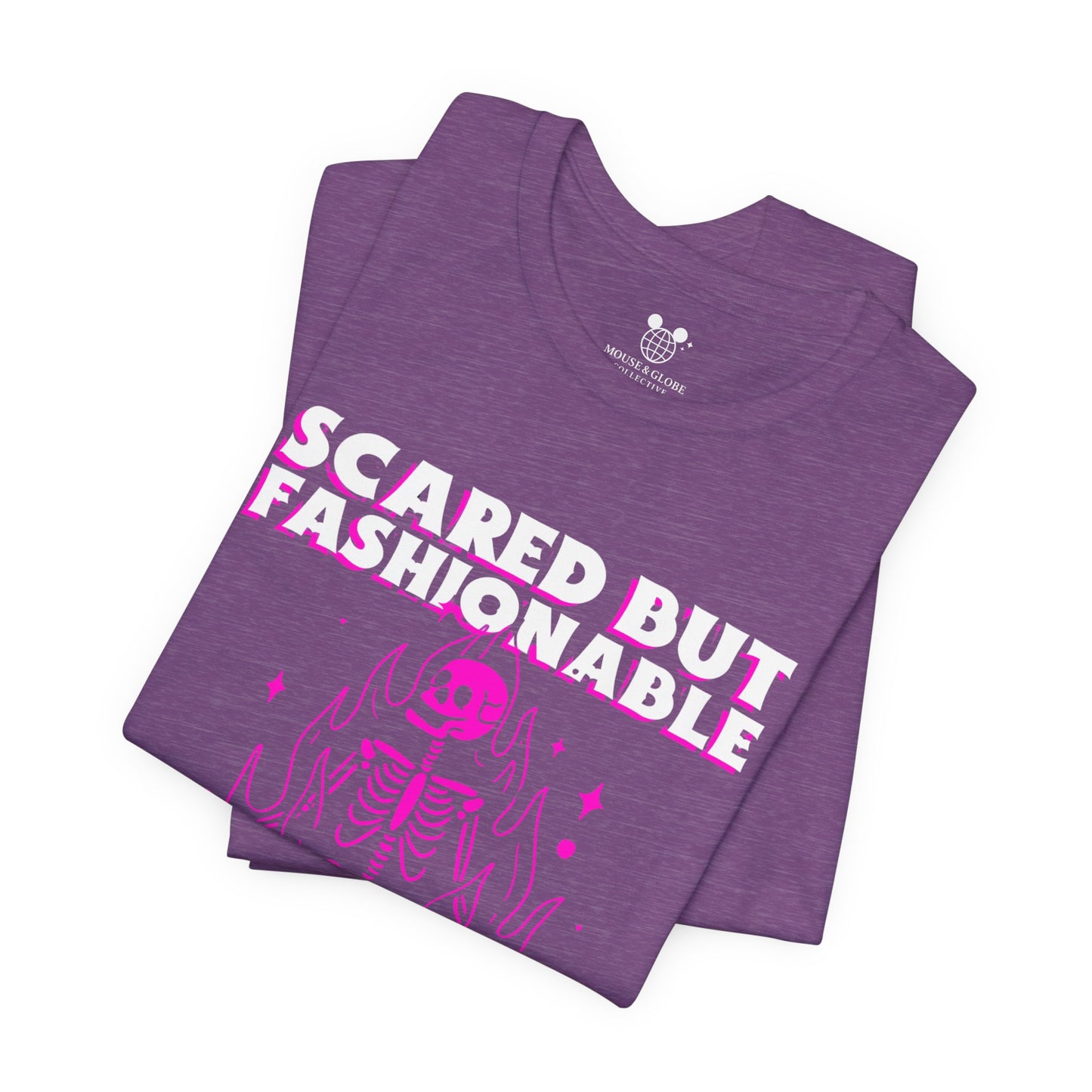 Scared But Fashionable – Hot Pink Skeleton Flames Tee