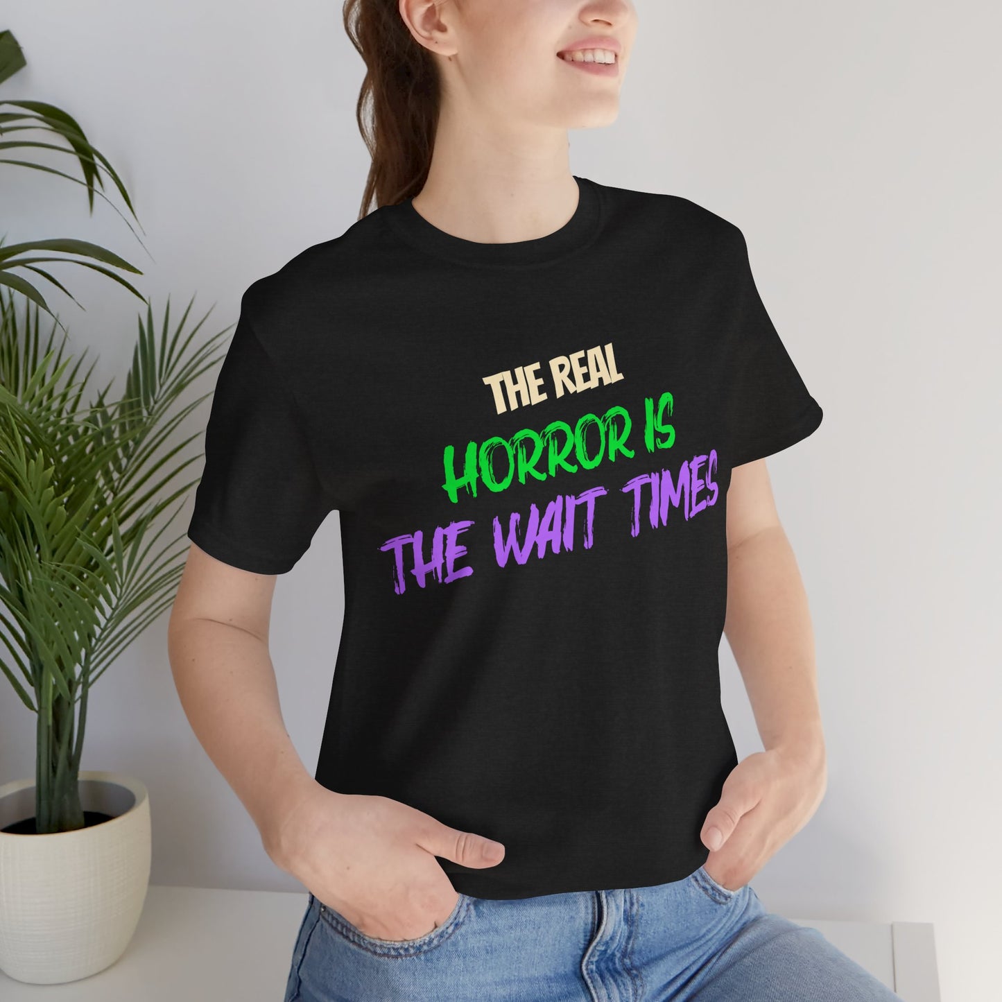The Real Horror Is the Wait Times – Funny Halloween Theme Park T-Shirt