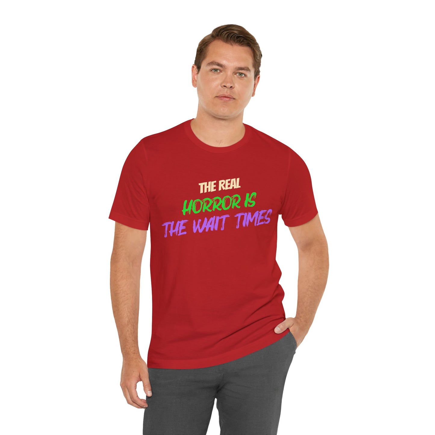 The Real Horror Is the Wait Times – Funny Halloween Theme Park T-Shirt