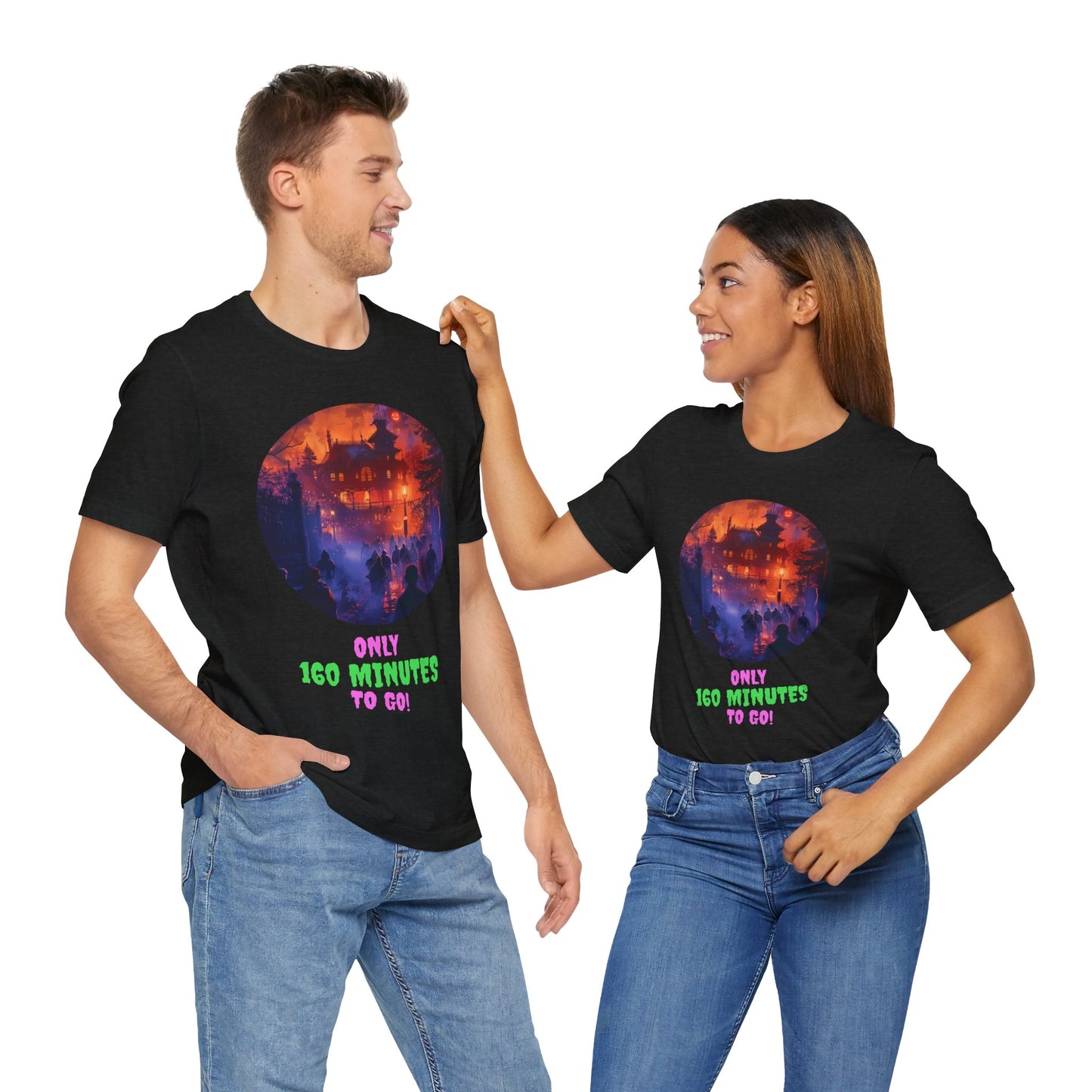 Only 160 Minutes to Go – Neon Countdown Haunted House Tee