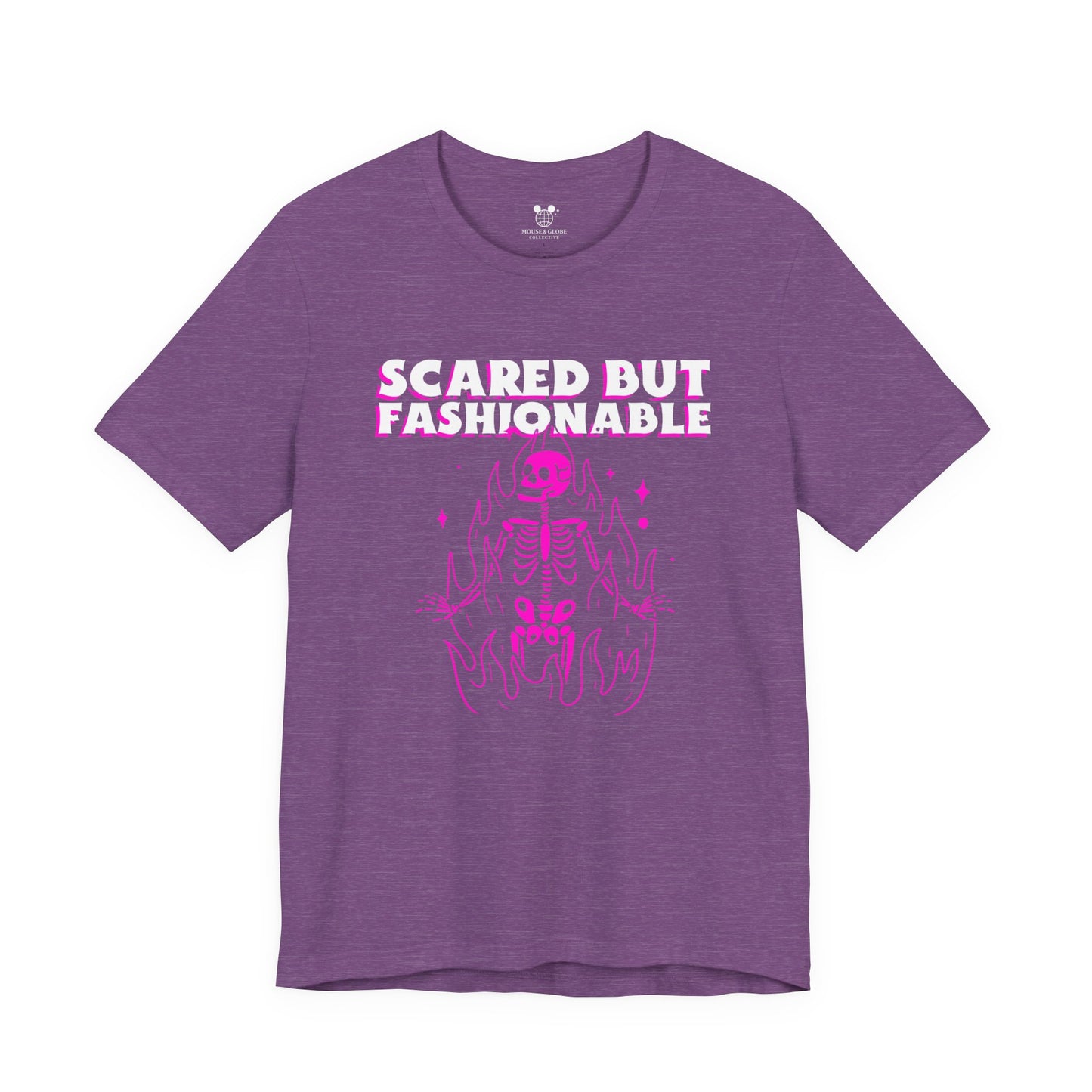 Scared But Fashionable – Hot Pink Skeleton Flames Tee