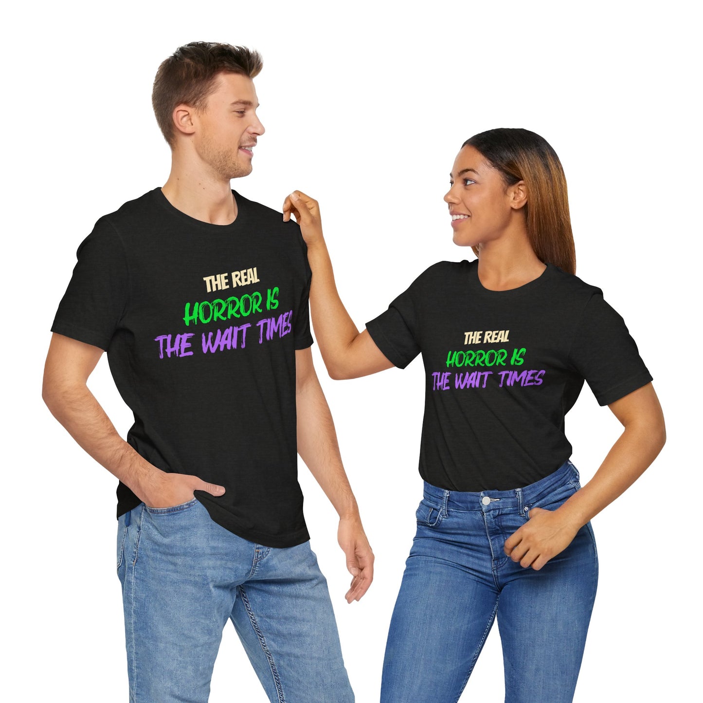 The Real Horror Is the Wait Times – Funny Halloween Theme Park T-Shirt