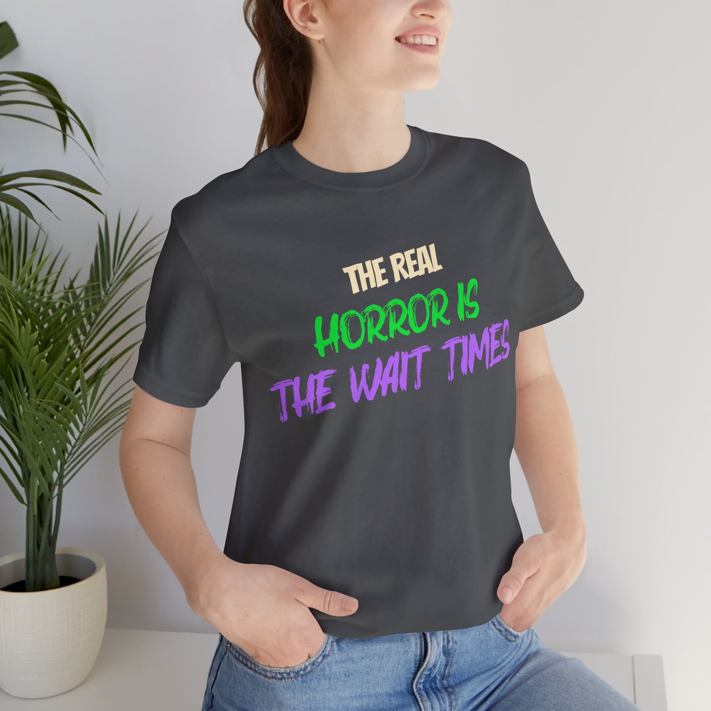 The Real Horror Is the Wait Times – Funny Halloween Theme Park T-Shirt