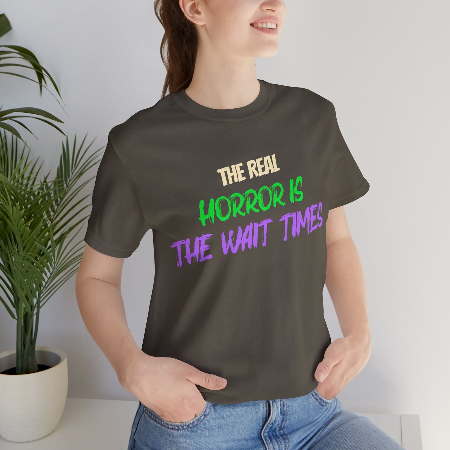 The Real Horror Is the Wait Times – Funny Halloween Theme Park T-Shirt