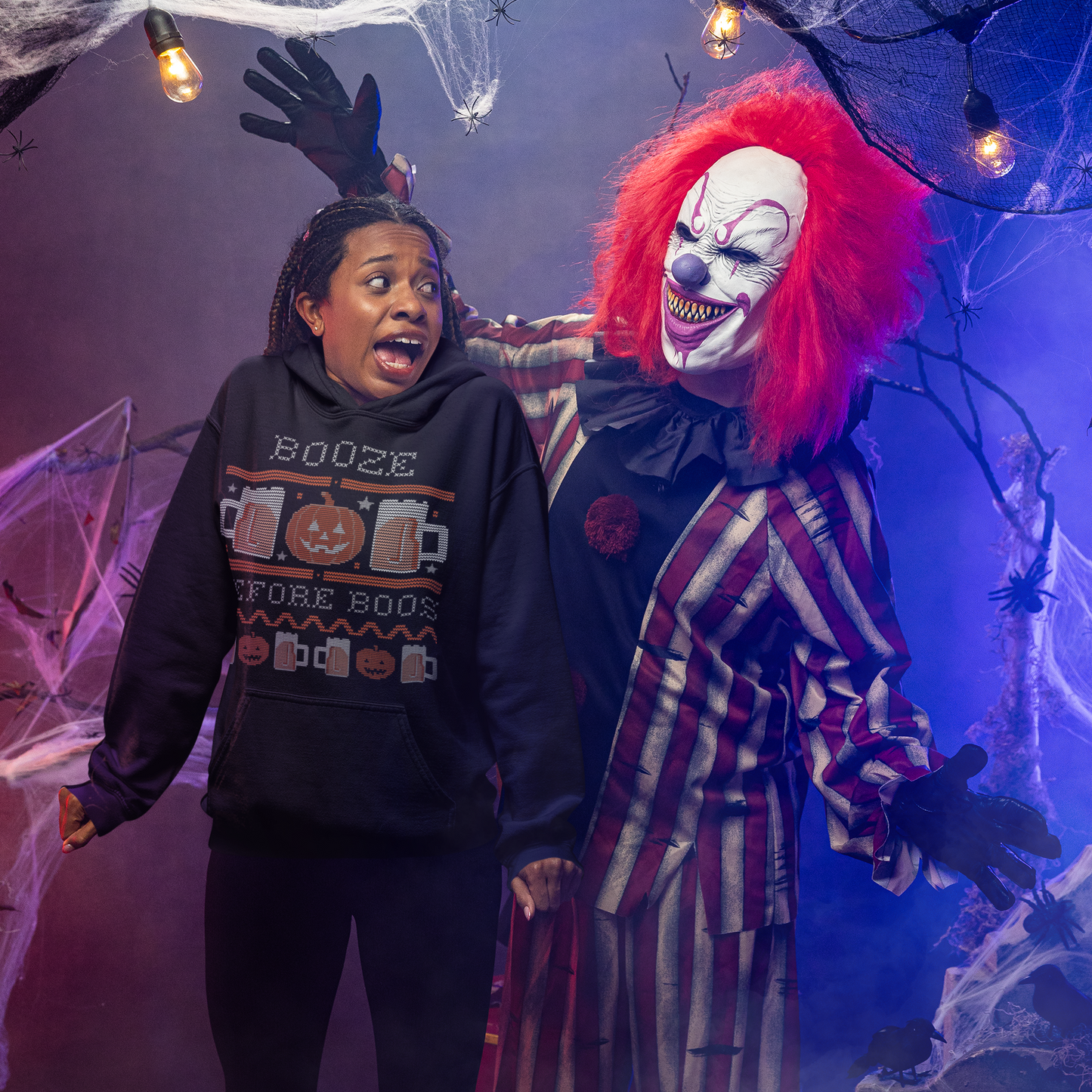 Booze Before Boos – Funny Halloween Drinking Hoodie | Spooky Season Haunted Hoodie