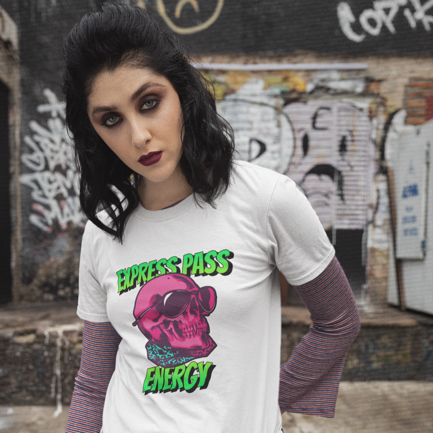 Express Pass Energy– Neon Skull Unisex Tee