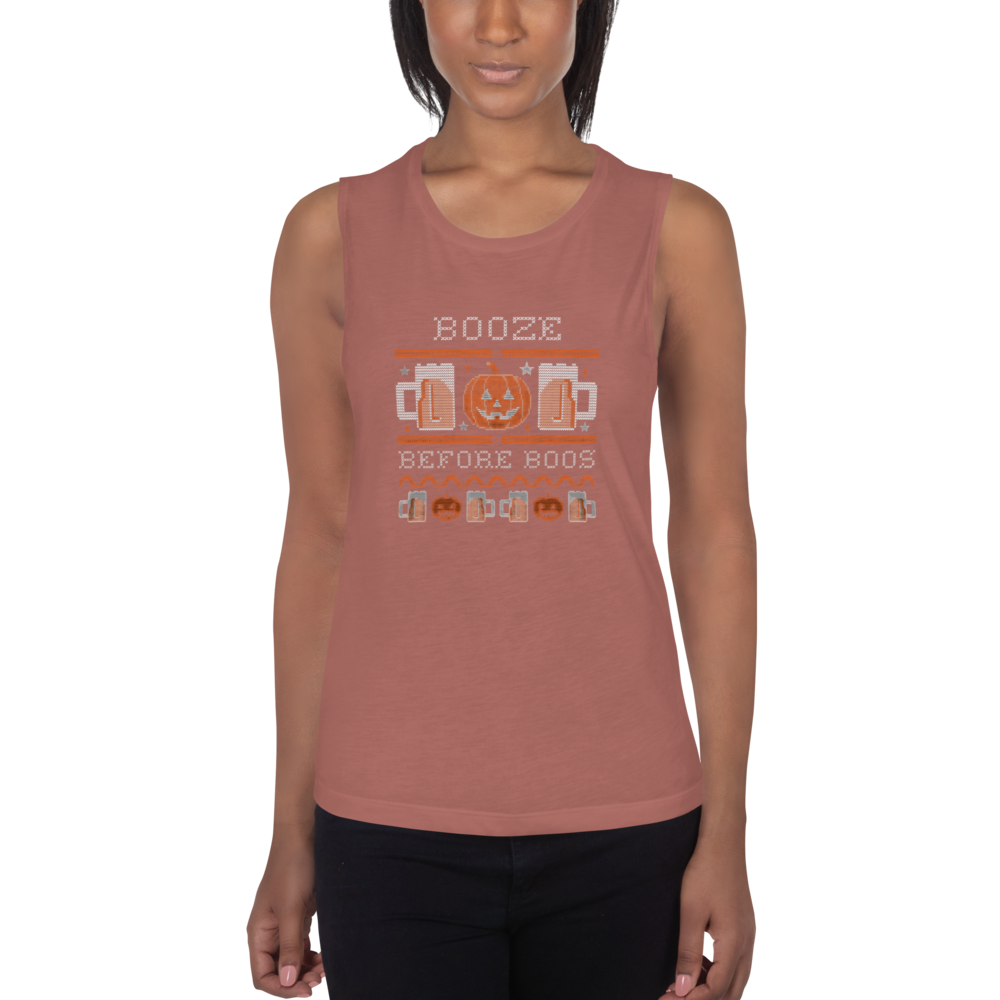 Booze Before Boos – Funny Halloween Drinking Tank Top | Spooky Season Women’s Racerback